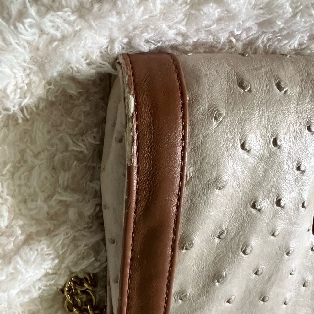Faux Ostrich Envelope Clutch/Crossbody Bag with Gold Chain - Picture 7 of 10